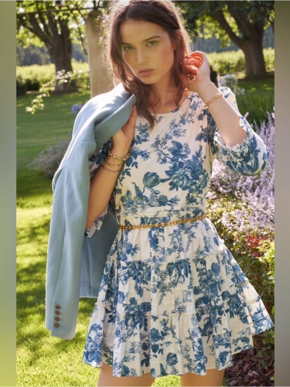 LOVESHACKFANCY Lienzo Dress in Blue China Cotton Mini Size 6